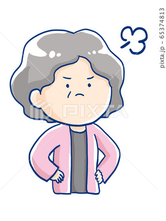シニアの女性の表情　怒る 65374813
