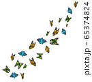 Flying colorful butterflies isolated on white background. 3D realistic beautiful butterflies. Biology. Beautiful illustration. 65374824