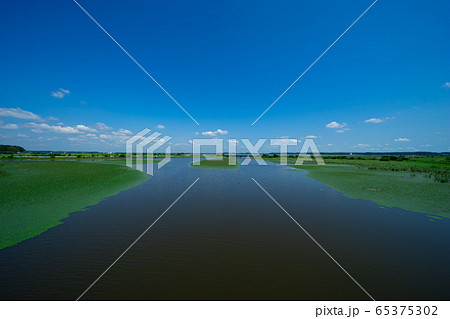 印旛沼と青空 65375302