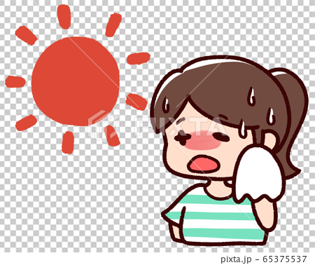 熱中症の女性 夏 太陽のイラスト素材