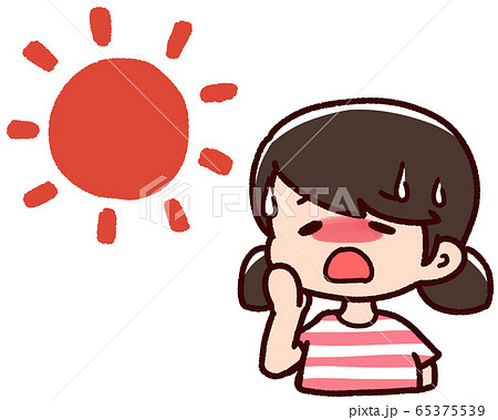 熱中症の女の子 夏 太陽のイラスト素材