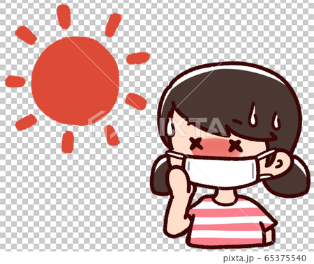 マスクをした熱中症の女の子 夏 太陽のイラスト素材