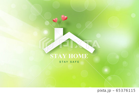 Stay home stay on Eco Environment background.Home 65376115