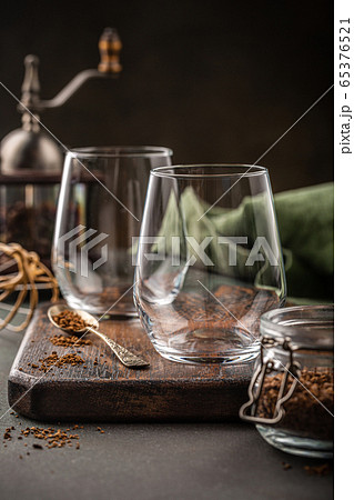Dalgona coffee in glass cup Dalgona coffee in glass cup 65376521