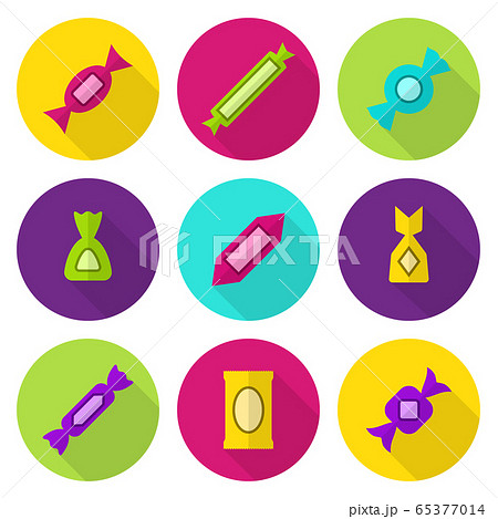 Various coloured candies vector flat icon set Various coloured candies vector flat icon set 65377014