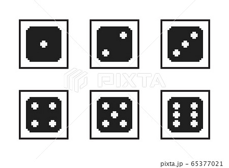 Monochrome pixel-art vector pixelated black dices 65377021