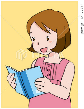 教科書を音読する女の子 カラー のイラスト素材