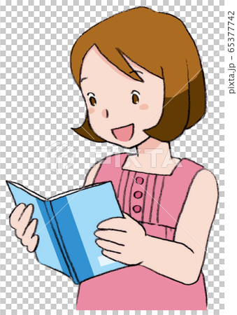 教科書を音読する女の子 カラー のイラスト素材