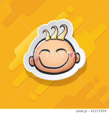 Cartoon Cute Hand Drawn Funny Boy Face Isolated のイラスト素材