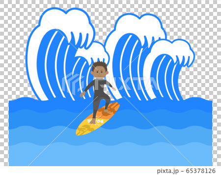 サーフィンをする男性のイラストのイラスト素材