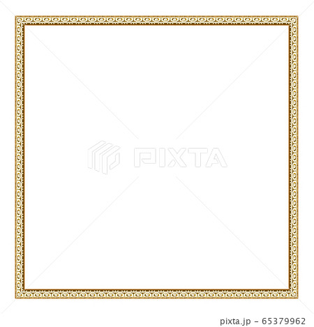 Square empty wooden and gold gilded frame 65379962