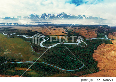 Kurai steppe and Chuya river 65380654