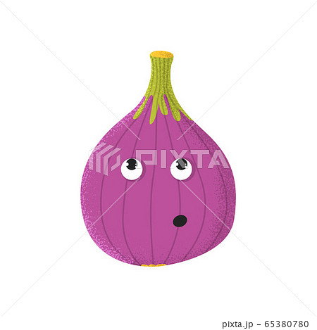 Organic cute fig fruit character in flat style 65380780