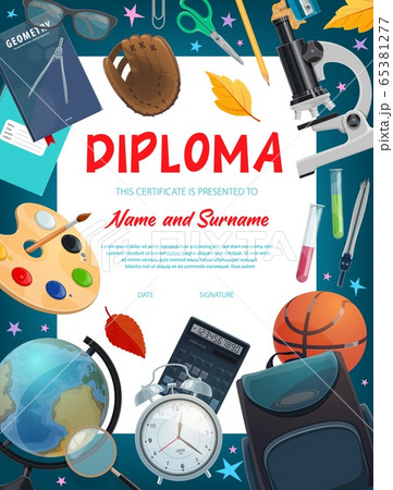 Kids preschool diploma certificate template 65381277