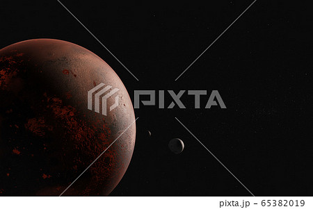Mars and its moons in space 65382019