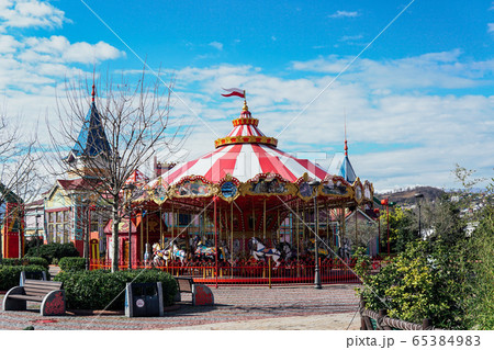 Carousel for children with horses attractions in the Park Carousel for children with horses attractions in the Park 65384983