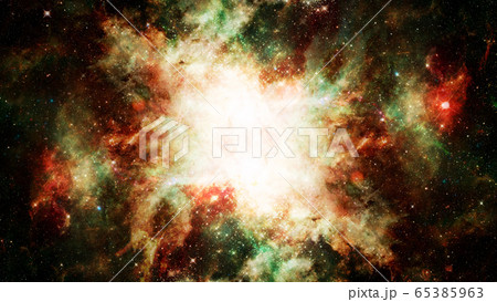 Hubble views galaxy and nebula. Elements of this image furnished by NASA 65385963