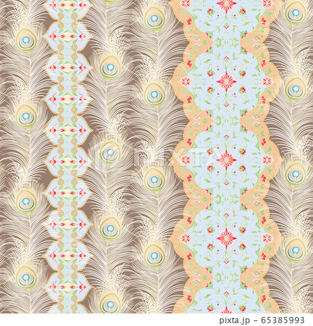 Peacock feathers Seamless pattern, background. 65385993