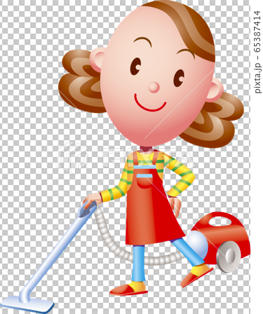 A woman using a vacuum cleaner - Stock Illustration [65387414] - PIXTA