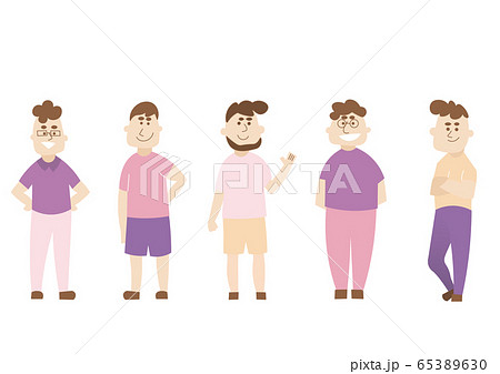 男性５人組 ピンク系 のイラスト素材