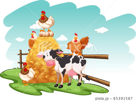 Farm scene with farm animals on the farm 65391587