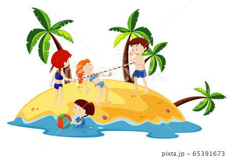 Ocean scene with people having fun on the beach Ocean scene with people having fun on the beach 65391673