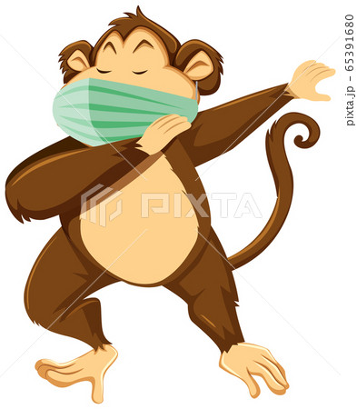 Monkey cartoon character wearing mask 65391680