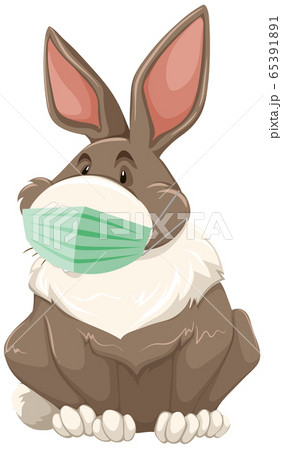 Rabbit cartoon character wearing mask 65391891