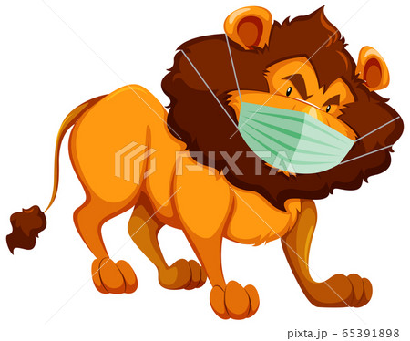 Lion cartoon character wearing mask Lion cartoon character wearing mask 65391898