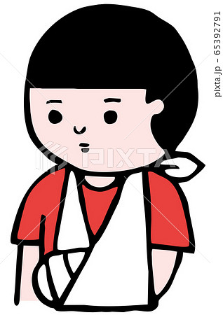 腕を骨折してギブスをつけている少年 カラー のイラスト素材 腕を骨折してギブスをつけている少年 カラー のイラスト素材