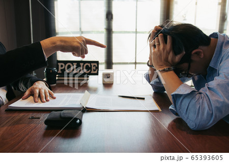 Police officers warned offenders at the office Police officers warned offenders at the office 65393605