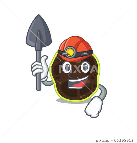 A cartoon picture of firmicutes miner with tool and helmet A cartoon picture of firmicutes miner with tool and helmet 65395913