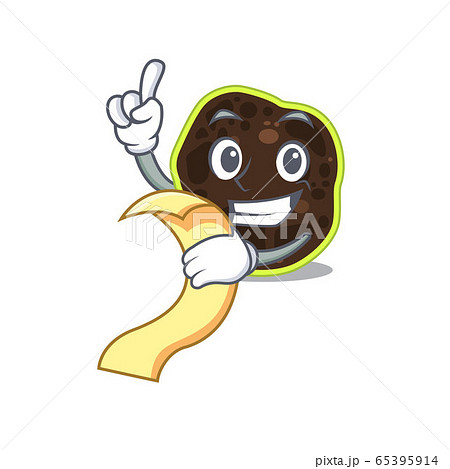 Firmicutes mascot character style with a menu on his hand Firmicutes mascot character style with a menu on his hand 65395914