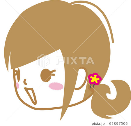 斜め顔女の子笑顔のイラスト素材