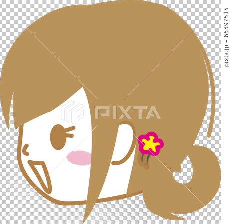 横顔女の子笑顔のイラスト素材