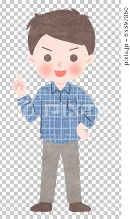 人物　人　表情　全身指差し　ポーズ 65397860