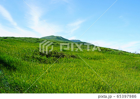 月山弥陀ヶ原 東北の写真素材