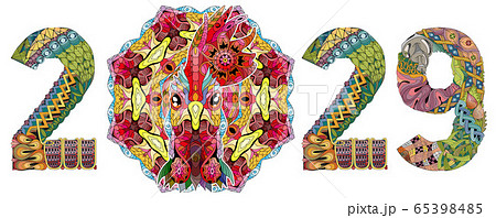Zentangle stylized rooster number 2029. Hand Drawn Zentangle stylized rooster number 2029. Hand Drawn 65398485