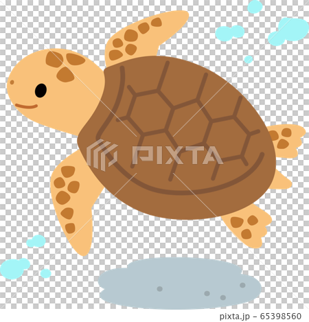 水中を泳ぐウミガメのイラスト素材
