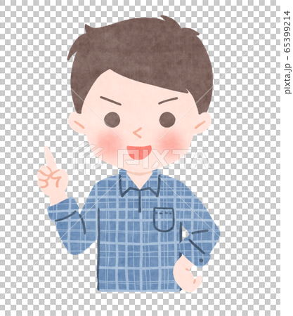 人物 人 表情 上半身 指差しポーズ 男性のイラスト素材