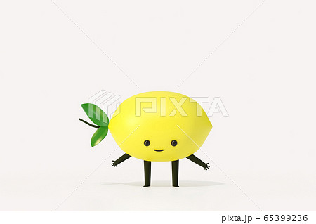 Lemon 3d cartoon character ,3d illustration render on white background	 65399236
