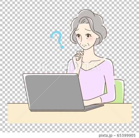 パソコンを操作して悩む女性 65399905