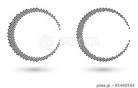 Halftone dots in circle form. Round logo or icon. 65400594