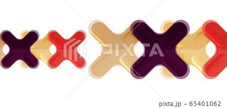 Glossy multicolored plastic style cross composition, x shape design, techno geometric modern abstract background. Trendy abstract layout template 65401062