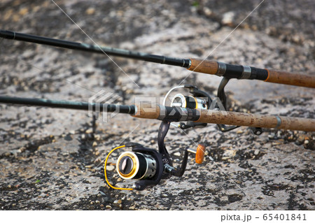 Image of fishing rod with modern reel 65401841