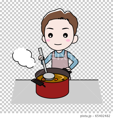 料理を楽しむ男の人のイラスト素材
