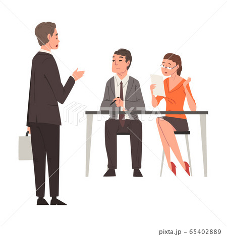 Hr Managers Talking With Male Candidate のイラスト素材