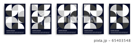 Retro geometric covers design vector set. 70s style design 65403548