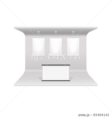 Realistic 3d Detailed White Blank Exhibition Stand Construction Template Mockup. Vector Realistic 3d Detailed White Blank Exhibition Stand Construction Template Mockup. Vector 65404142