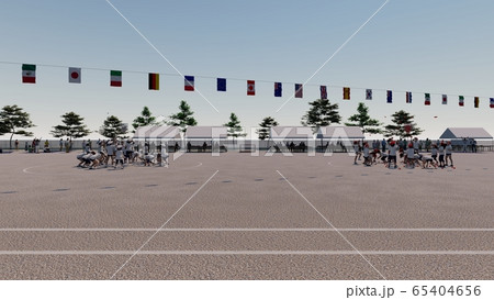 学校 運動会 玉入れ 観客有り 建物有り イラスト21 学校 運動会 玉入れ 観客有り 建物有り イラスト21 65404656
